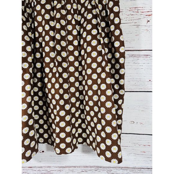 Daisy Flower Skirt Brown Floral Vintage Womens Plus Size 3X Mod Handmade Zipper - Picture 4 of 14